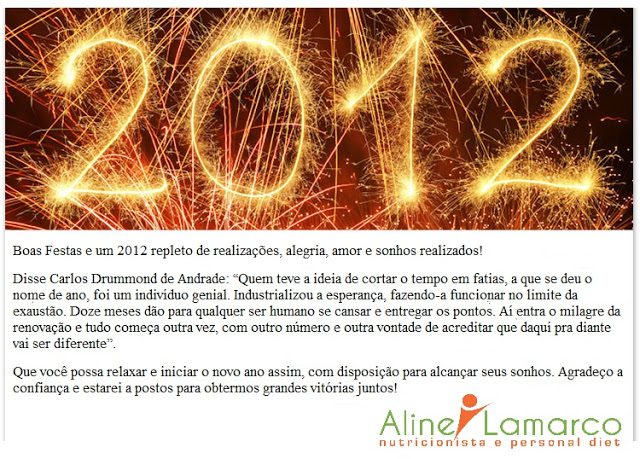 Nutricionista Aline Lamarco deseja uma boa virada e feliz ano novo! Venha conhecer o blog sobre nutrição clínica, esportiva,materno-infantil e estética.